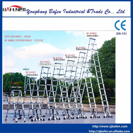4.8m +4.8m "A" STYLE Telescopic Ladder with Stabilize Bar + wheel