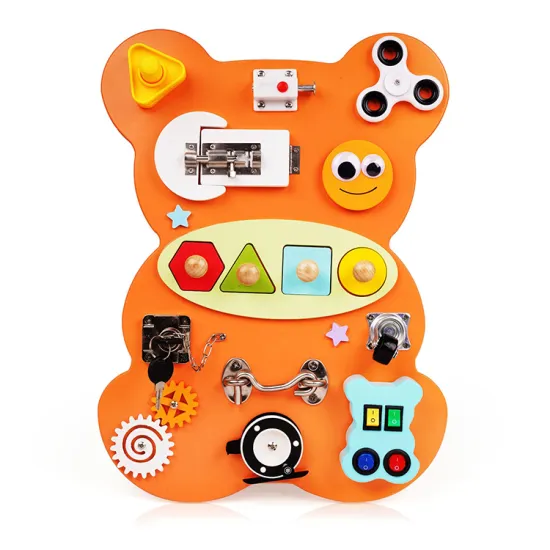 DIY Montessori Wooden Bear Busy Board: A Foldable Sensory Toy for Early Childhood Education and Learning