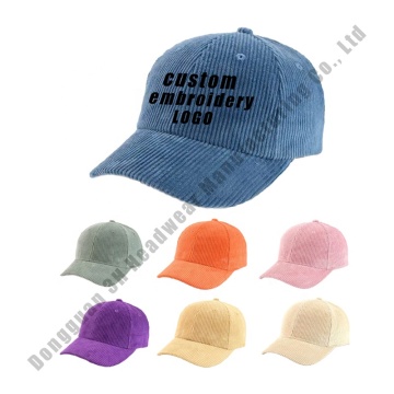 Custom Embroidered Corduroy Dad Caps with Distressed 6-Panel Design