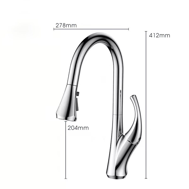 Les robinets de cuisine en acier inoxydable de style nouveau ont brossé le robinet d&#39;évier de cuisine mélangé chaud et froid