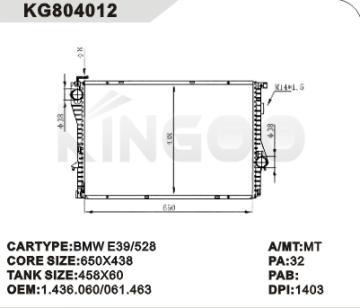 bmw radiator car for BMW E39/528 OEM:1.436.060/061.463