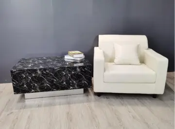 Black Glass Marble MDF Coffee Table