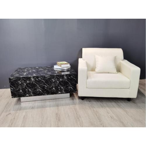 Mesa de café MDF de mármore de vidro preto