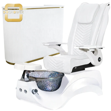 L-Shaped Wholesale Front Counter for Pedicure with Customizable Features - White Front Desk Furniture