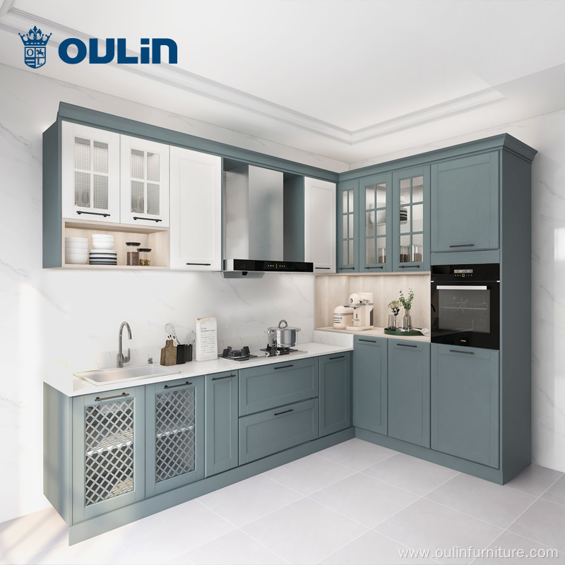 Latest small kitchen blue european kitchen cabinet