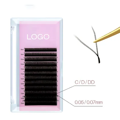 Wholesale Wholesale Competitive Popular Custom Logo Yy Eyelash Extensions: Dark Black Faux Mink Lash Extension Yy 2D Lashes