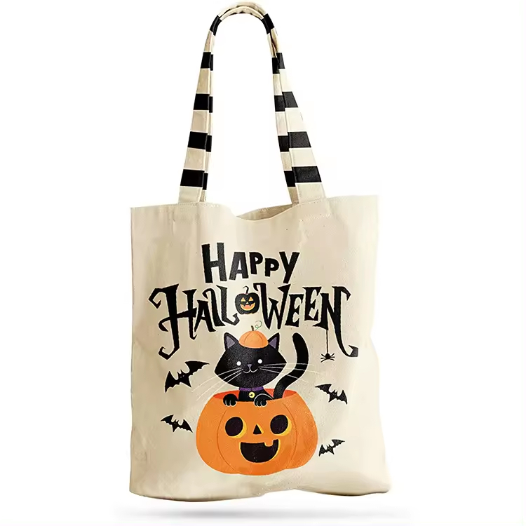 Custom Halloween Printed Logo Canvas Tote Bags