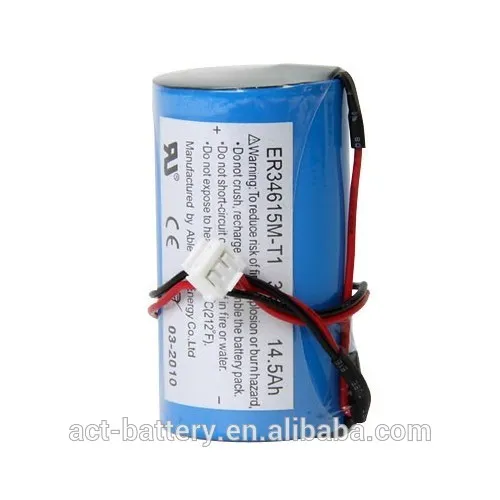 Lithium battery 3.6v 14500mah er34615M with/tabs connector for wirless alarm systmes