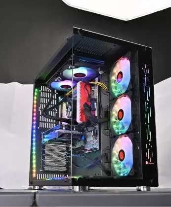 High-Performance Video Montage Computer with I9 Processor, 32GB RAM, Dual Storage, RTX 2080, UPS, and HD Monitor