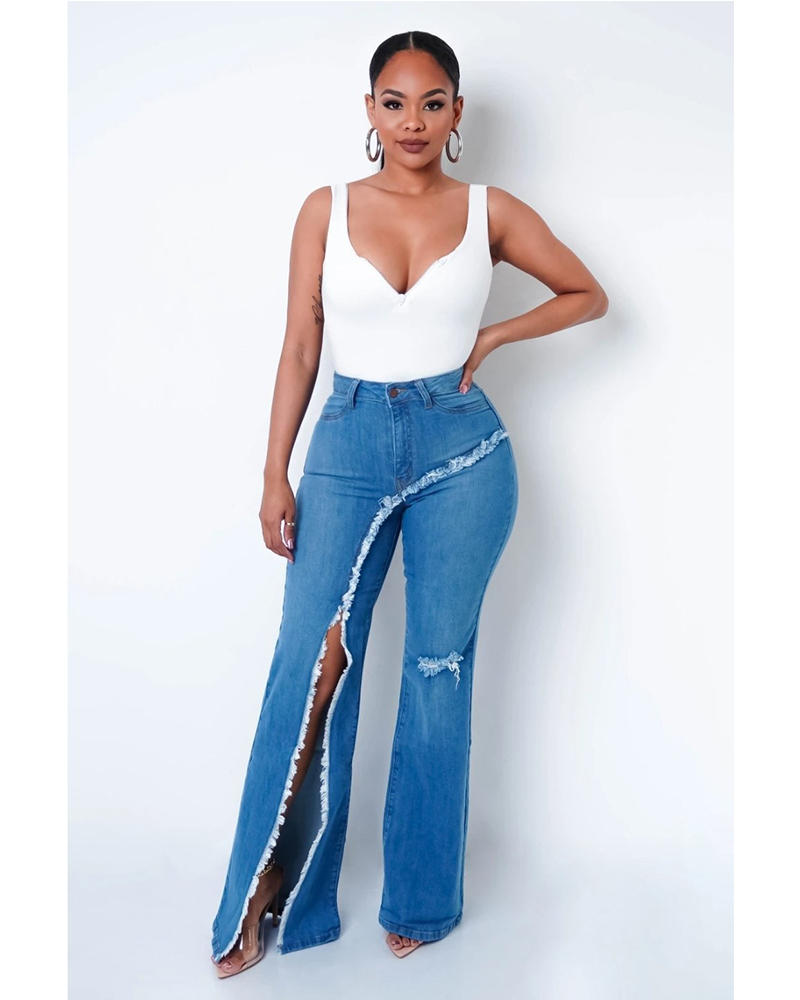 Jeans de fundo de sino para mulheres