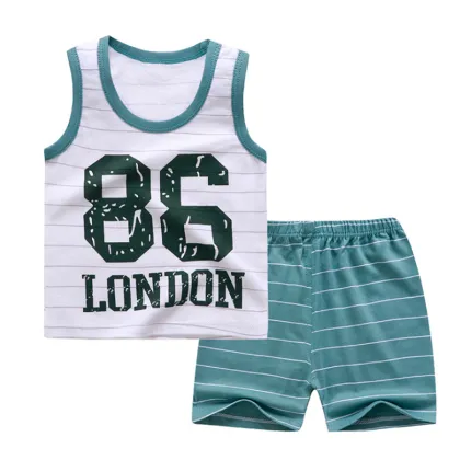 Summer Wholesale Cotton Sleeveless 2-Piece Baby Clothing Sets