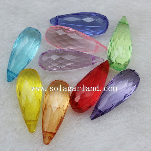 Sparking Transparent Acrylic Faceted Teardrop Pendant Charm Beads