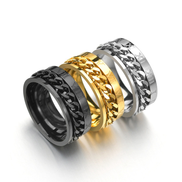 Großhandel 18K Gold plattiert rotierbare kubanische Kettenschmuck: 316L Edelstahl gravierte römische Ziffern Ringe für Frauen und Männer