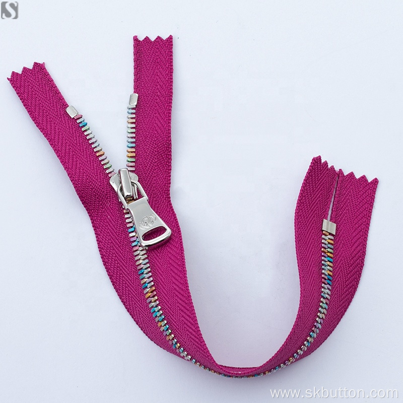printed zipper tape 5# brass rainbow zipper metal