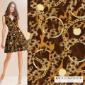 Snake Skin Leopard Pattern Printed Faille Crepe Fabric