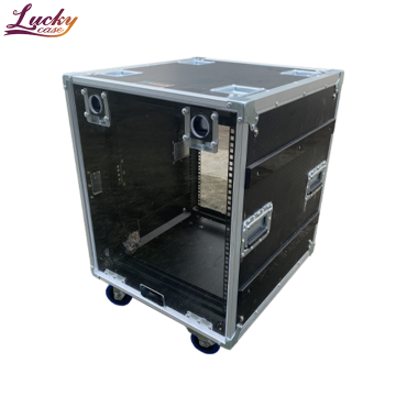 12U Rack Aluminium Flight Case met transparante acrylplaat, wielen en schuifdeur