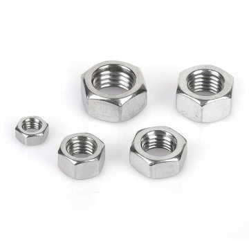 Hex Head Stainless Steel Nuts in Sizes M5, M6, and M8