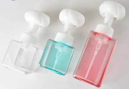 Facial cleanser foam bottles with flower shape pump