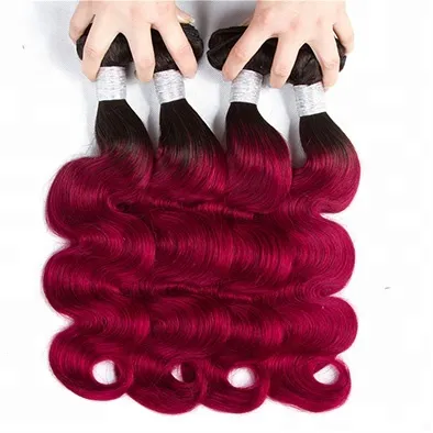 Wholesale Cuticle Aligned Hair 1B/BUG Ombre Bundles with Closure Body Wave Human Hair Chinese Hair 8A Grade 8"-30"