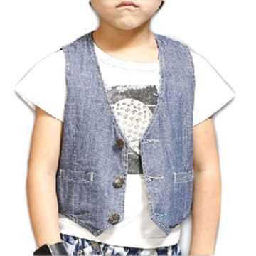 Round neck denim vest
