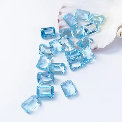 Small Octagon Cut Sky Blue Topaz Blue Gems