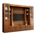 Log Color Wooden Bookcase Wall with Door