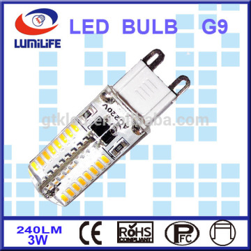 Hot sale small size ce silicone smd mini 230v 3w smd led g9