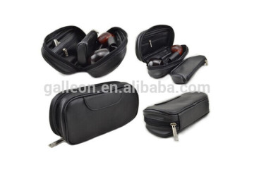 Black &yellow leather Smoking Pipe bag for 2 pipes GP-4065