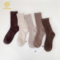 한국 버전 수직 스트라이프 하이 튜브 양말, 커피 색깔의 단색 더미 양말