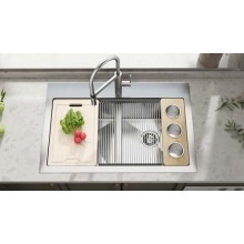 Stainless Steel Double Bowl Topmount Tenggelam Dapur Buatan Tangan