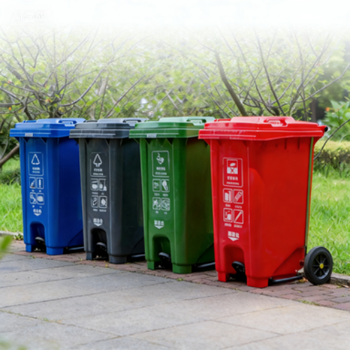 Durable Rectangular Outdoor Trash Can with Foot Pedal