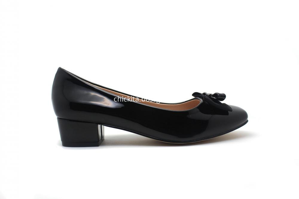 Classic Patent PU Bowknot Heel Shoe