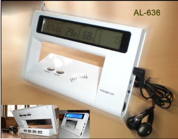 Novelty blue backlight weather station with Radio,Usb Port