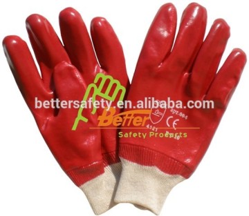 High Quality Cotton Lined Red PVC Rubber Coated Construction Gloves Promotion