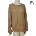 Pulover Camel Mohair din tricot cu cablu