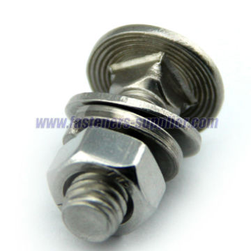 304 stainless steel carriage bolt with nut and washers supplier