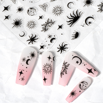 Classic 3D Suns Moon Star Nail Art Decals for Women