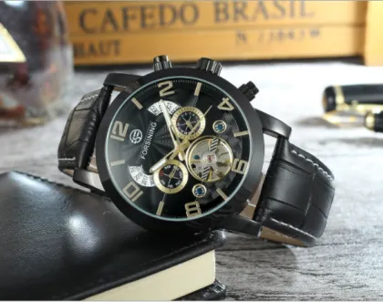 FORSINING A165 belt tourbillon men's watch waterproof business luxury automatic mechanical watch