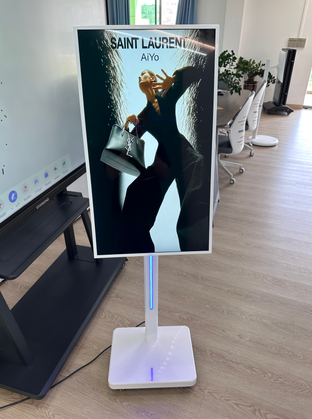 טוטם LCD נייד סיבובי מקורה מקצועי לשירותי לובי בנק ותצוגת נתונים פיננסיים