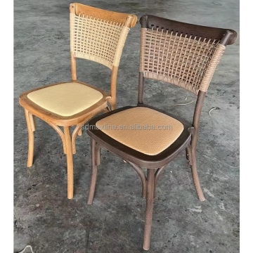 Sedia per banchetti da pranzo per matrimoni con look a grano in legno e corda
