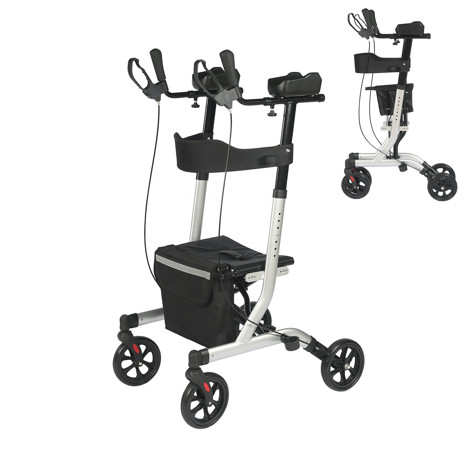 Stand Up Folding Rollator Walker With Backrest Seat