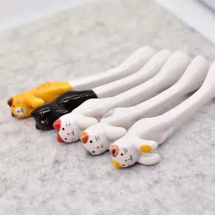 Cute Kitten Ceramics Coffee Spoon 5-Pack