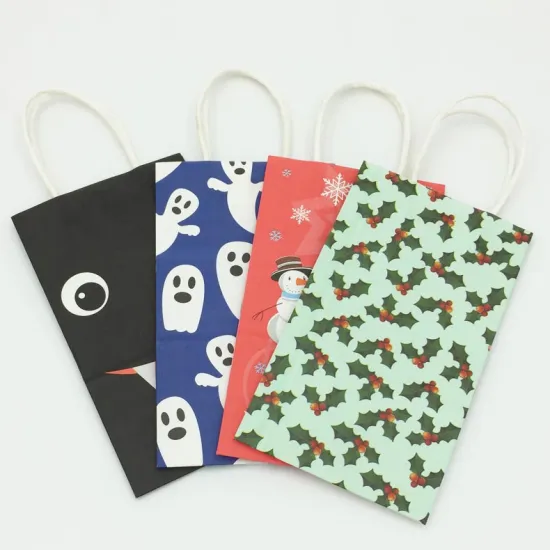 custom recycled twisted handle kraft christmas gift bag