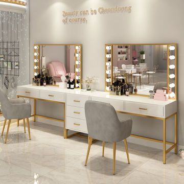 Modern Bedroom Furniture: LED Light Dresser & Vanity Table with Optional Storage