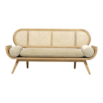 Handmade Wooden Sofa Set with Fabric Seats for Living Room