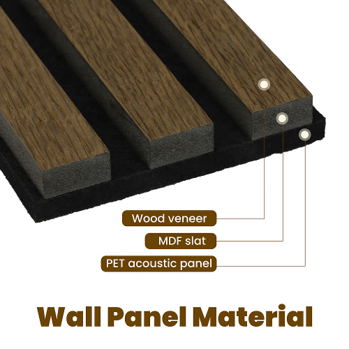 China Wood Slat Panels with 3-sides wrapped design Akupanel Manufactory