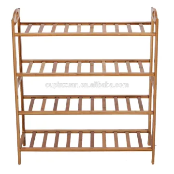 100% Natural Bamboo 4-Tier Shoe Rack Entryway Shoe Shelf Storage Organizer