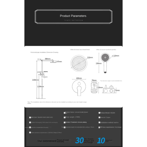 Brass Single Handle 2-Function Concealed Shower Set