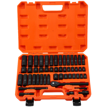50-Piece 3/8" Drive Impact Socket Set: SAE & Metric Sizes