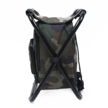 Blue Camouflage PVC Oxford Cloth Metal Fishing Hiking Beach Folding Chair